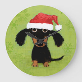 Teckel met Santa Hat | Wiener Dog Christmas Grote Klok