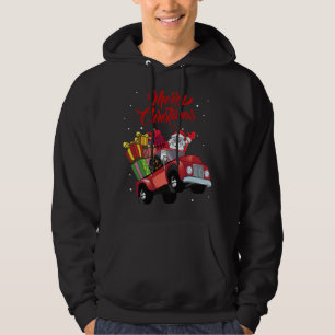 teckel met sinterklaas in rode vrachtwagenhond hoodie