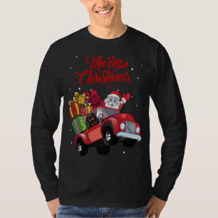 teckel met sinterklaas in rode vrachtwagenhond t-shirt
