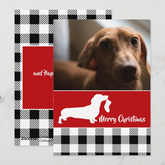 Teckel met Stocking Holiday Photo Feestdagenkaart (Voorkant / Achterkant)