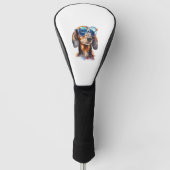 Teckel met zonnebril 4 golfheadcover (Voorkant)