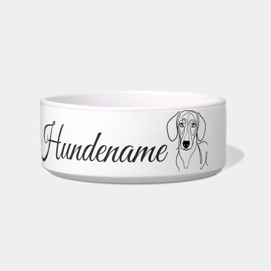 Teckel Minimalist Line Art personalized bowl Voerbakje (Voorkant)
