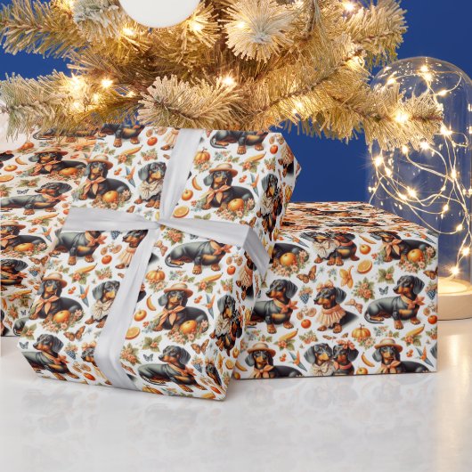 teckel naadloos cadeaupapier (Feestdagen)