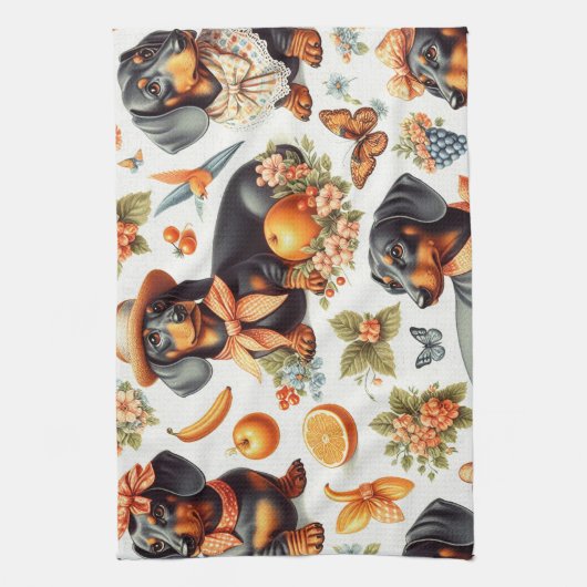  teckel naadloos theedoek (Verticaal)