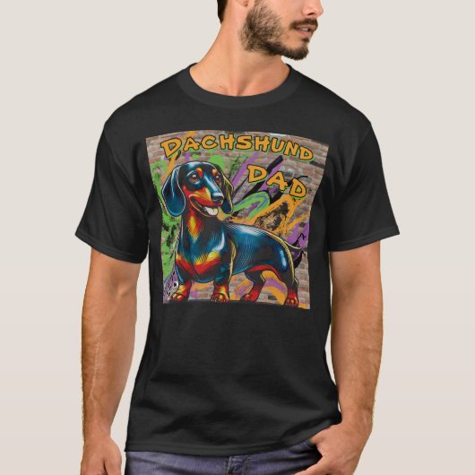 Teckel papa graffiti: lange hond squad t-shirt (Voorkant)