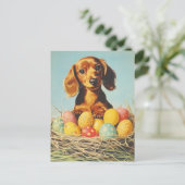 Teckel  Pasen Briefkaart (Staand voorkant)