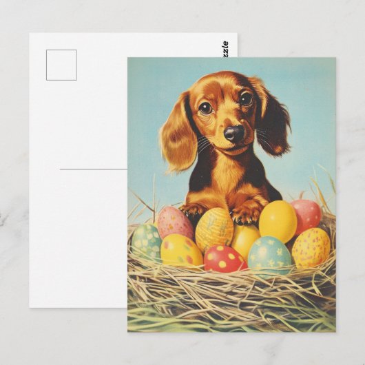 Teckel Pasen Briefkaart (Voorkant / Achterkant)