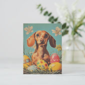 Teckel Pasen Briefkaart (Staand voorkant)