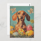 Teckel Pasen Briefkaart (Voorkant / Achterkant)
