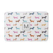 Teckel Patroon Kleurrijke Worst Honden Monogram Badmat (Voorkant)