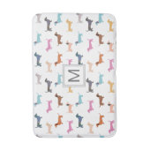Teckel Patroon Kleurrijke Worst Honden Monogram Badmat (Voorkant Verticaal)
