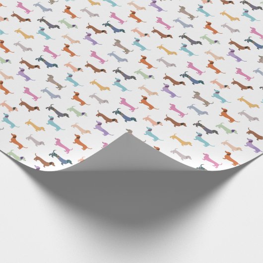 Teckel Patroon Kleurrijke Worst Honden Stijlvol Cadeaupapier (Hoek)