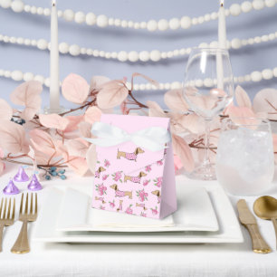 Teckel & pioenen Bloemen Roze Huwelijk Bedankdoosjes