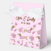 Teckel & pioenen Custom Bloemen Roze Huwelijk Bedankdoosjes (Voorkant)