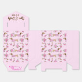 Teckel & pioenen Custom Bloemen Roze Huwelijk Bedankdoosjes (Ongevouwen)