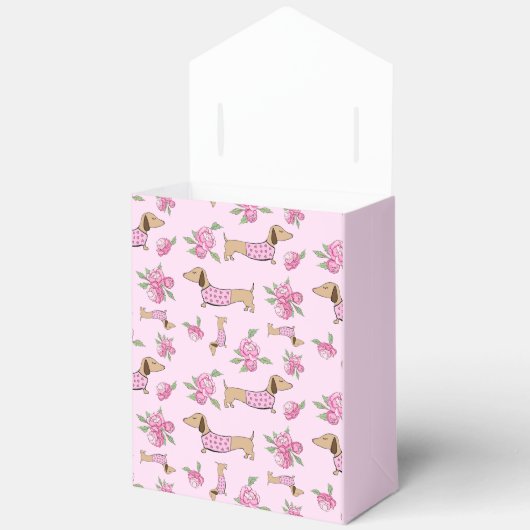 Teckel & pioenen Custom Bloemen Roze Huwelijk Bedankdoosjes (Open)