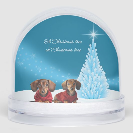 Teckel Puppies Kerst Sneeuwbol (Voorkant)