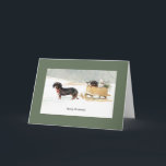 Teckel Puppies & Kittens Kerst Kaart<br><div class="desc">Retro / Vintage Christmas greeting card. Dachshund pulling a sled of kittens and a puppy! Merry Christmas!</div>
