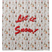 Teckel Puppies: Santa Hats, Holly en Snowmen Douchegordijn (Voorkant)