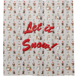 Teckel Puppies: Santa Hats, Holly en Snowmen Douchegordijn