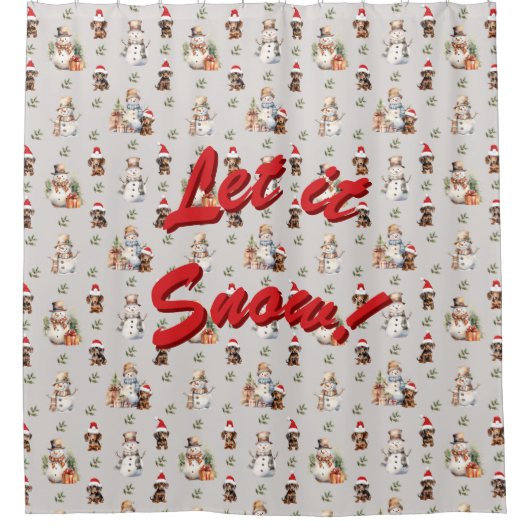 Teckel Puppies: Santa Hats, Holly en Snowmen Douchegordijn (Voorkant)