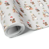 Teckel Puppies: Santa Hats, Snowman en Holly Cadeaupapier (Rol Hoek)