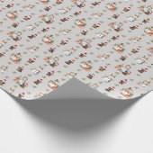 Teckel Puppies: Santa Hats, Snowman en Holly Cadeaupapier (Hoek)