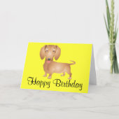Teckel Puppy Dog Happy Birthday Gele Kaart (Voorkant)