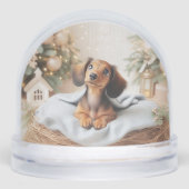 teckel puppy gepersonaliseerd Wereldbol Sneeuwbol (Voorkant)