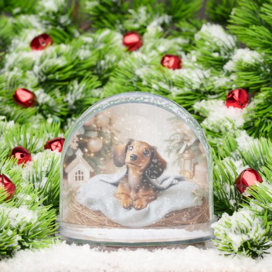 teckel puppy gepersonaliseerd Wereldbol Sneeuwbol (Kerstmis)