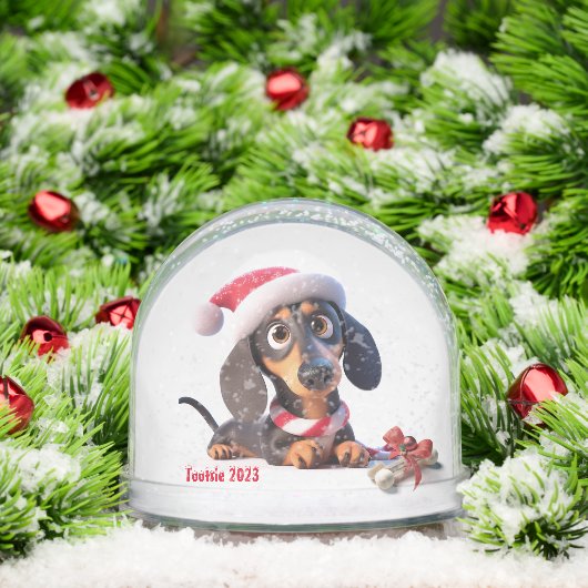 teckel puppy gepersonaliseerd Wereldbol Sneeuwbol (Kerstmis)
