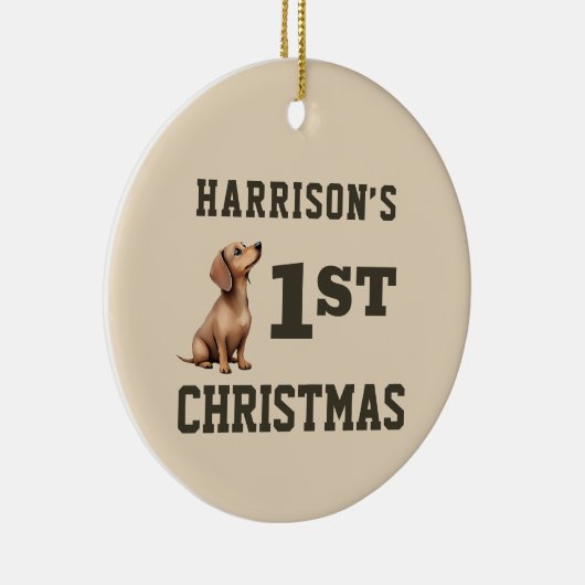 Teckel Puppy Hart smelten Eerste Kerstmis Keramisch Ornament (Rechts)