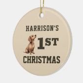 Teckel Puppy Hart smelten Eerste Kerstmis Keramisch Ornament (Links)