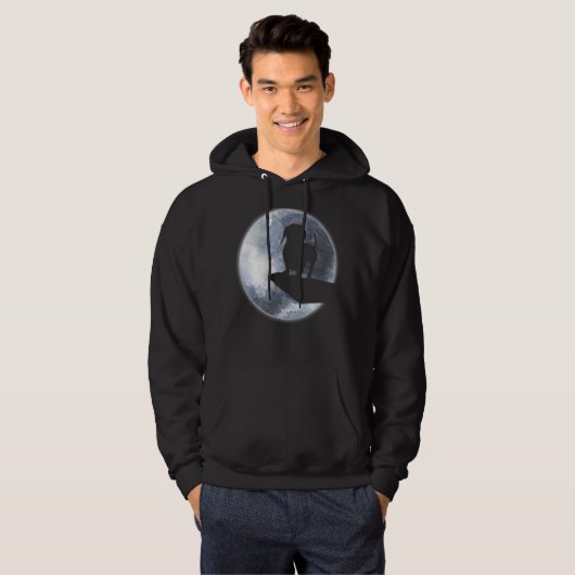 Teckel puppy hond silhouet en maan hoodie (Voorkant volledig)