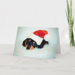 Teckel Puppy Kerstmis Feestdagen Kaart