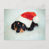 Teckel Puppy Kerstmis Feestdagenkaart (Voorkant)