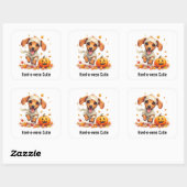 Teckel Puppy Mummie Halloween Waterverf Vierkante Sticker (Vel)