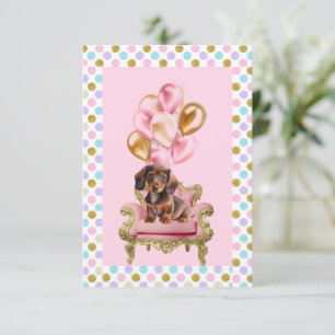 Teckel Puppy Verjaardagsfeestje Kaart