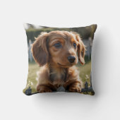 Teckel puppy wacht bij het hek kussen (Voorkant)