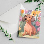 Teckel puppy | Waterverf hond huisdier Briefkaart