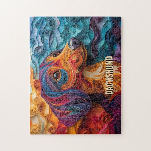 Teckel Quilling Art Dog Portret Legpuzzel (Verticaal)