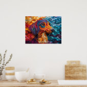 Teckel Quilling Art Dog Portret Poster (Keuken)