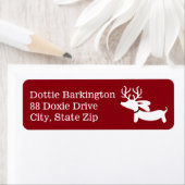 Teckel rendier rode kerst Adresetiketten Etiket (Insitu)