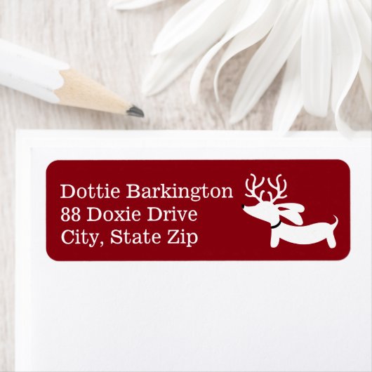 Teckel rendier rode kerst Adresetiketten Etiket (Insitu)