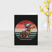 Teckel Retro Vintage Vrolijk Kerstfeest Xmas Weine Kaart (Gele Bloem)