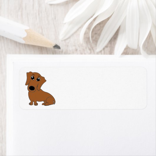 teckel rode cartoon etiket (Insitu)