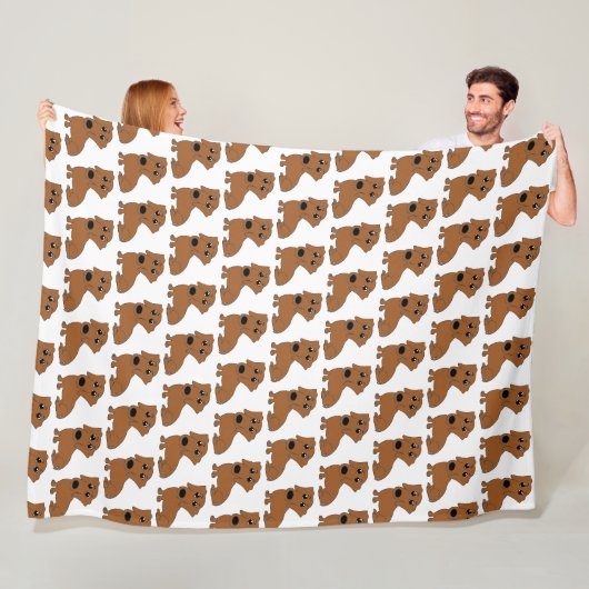 teckel rode cartoon fleece deken (In situ)