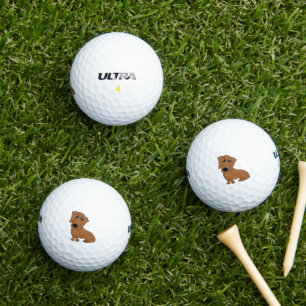 teckel rode cartoon golfballen