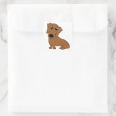 teckel rode cartoon vierkante sticker (Tas)