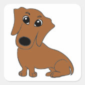 teckel rode cartoon vierkante sticker (Voorkant)